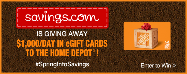savings.com home depot giveaway