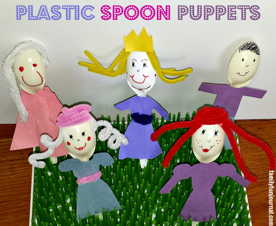 plastic spoon puppets