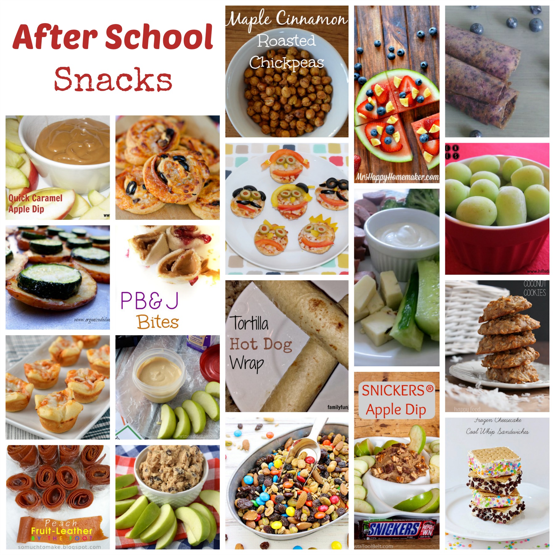 Fun ideas for after school snacks.