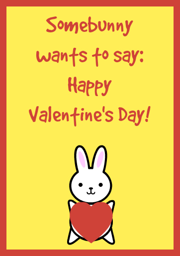 bunny valentines day card printable