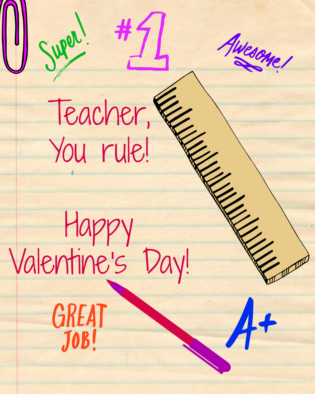 Valentine Card For Teacher Ideas