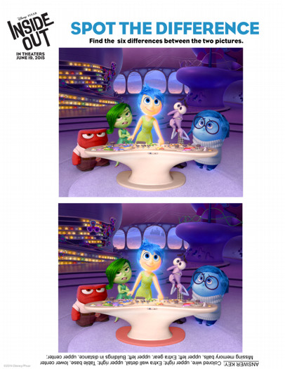 inside out activity sheets spot the difference