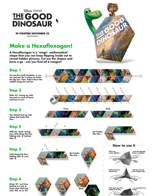 The Good Dinosaur Hexaflexagon