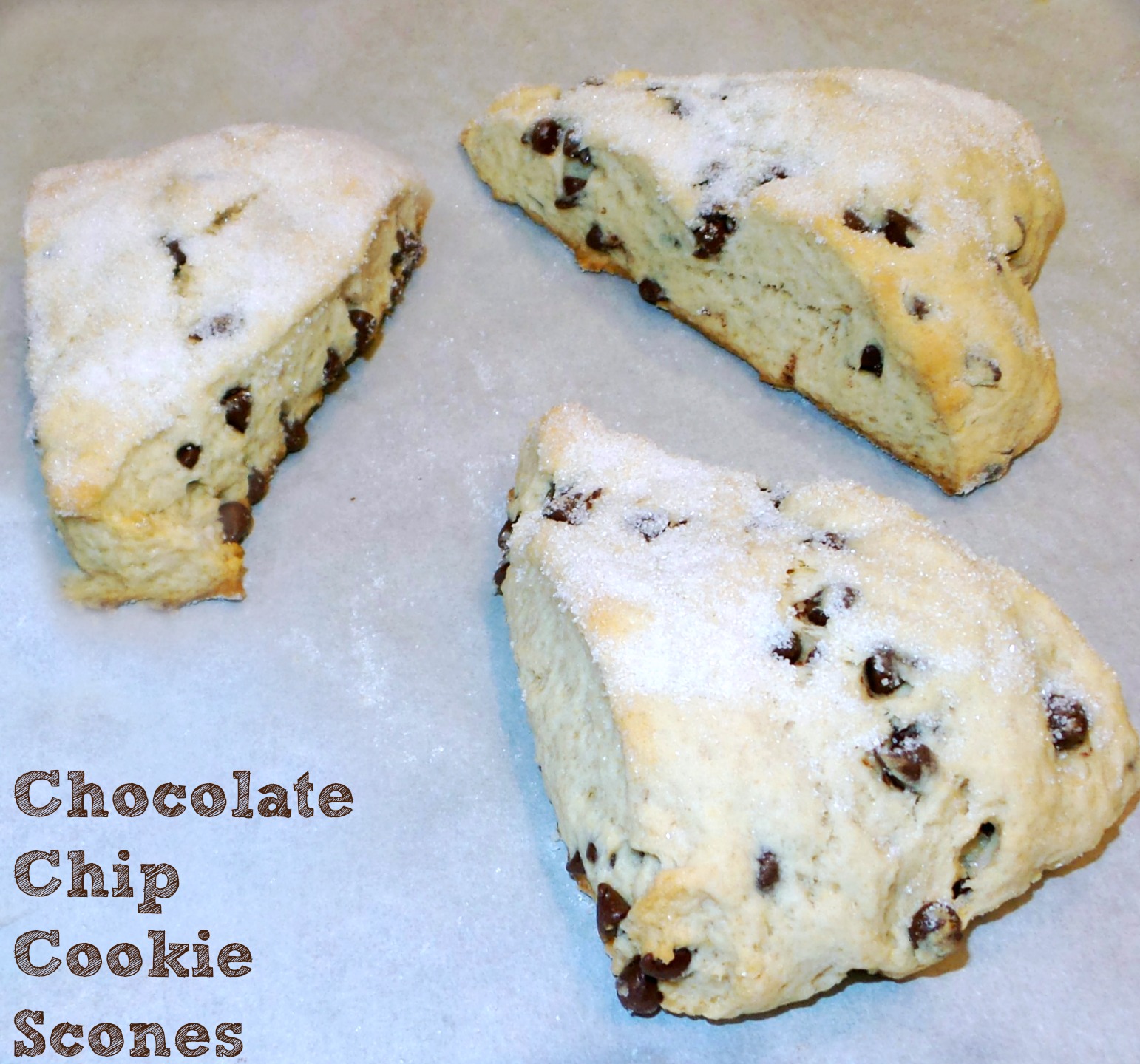 chocolate chip cookie scones with text
