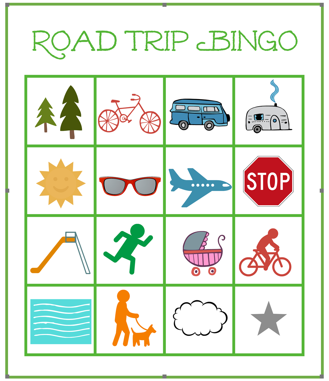 printable road trip bingo